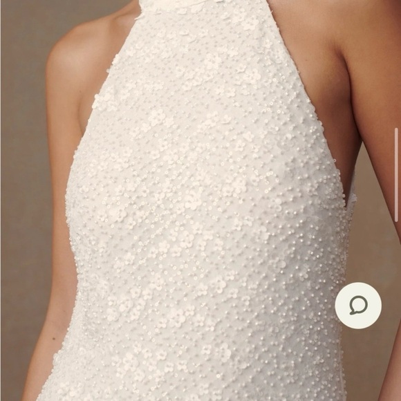 Meshki Emery White Beaded Lace Halter Maxi Dress - Small - Picture 3 of 10